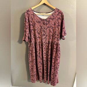 Woman Within Burgundy Leaf Print Midi Dress